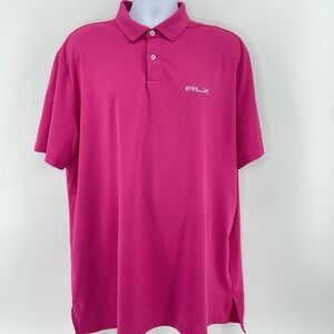 RLX Polo Ralph Lauren‎ Men's XL Raspberry Performance Golf Polo Stretch Logo